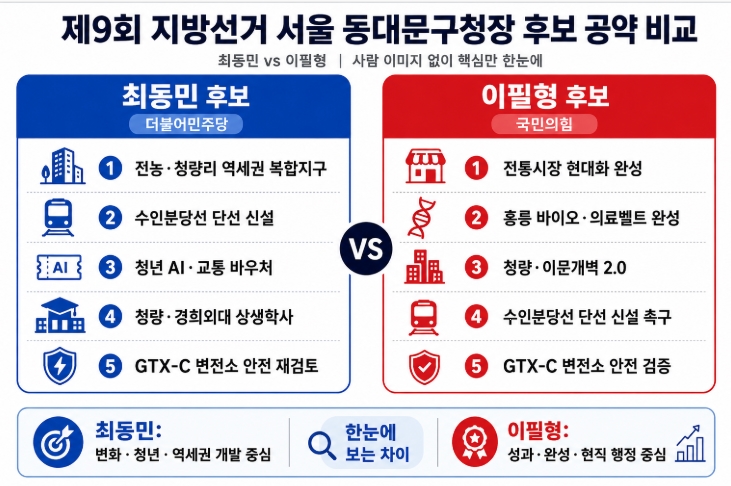 제9회 지방선거 서울 동대문구청장 후보 공약 비교