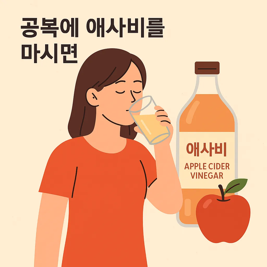 여성이 사과식초를 물에 타서 마시는 장면