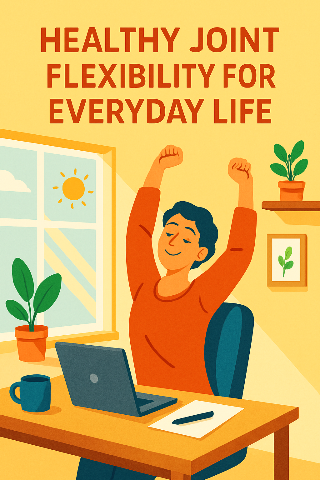 책상 앞에서 스트레칭을 하는 사람