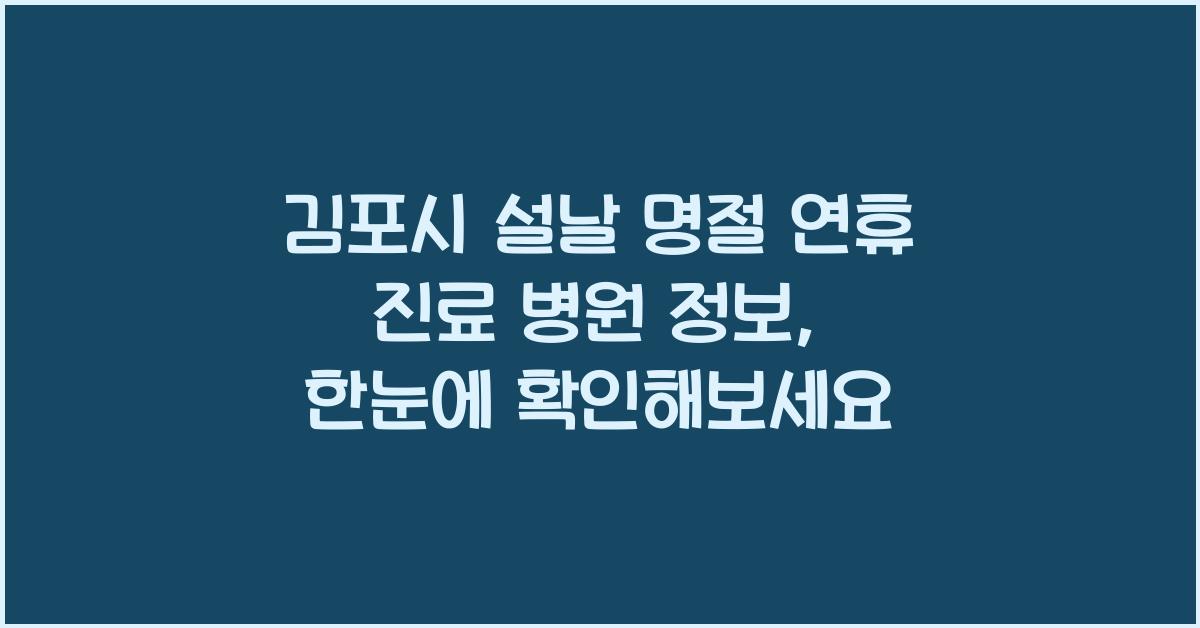 김포시 설날 명절 연휴 진료 병원 정보, 한눈에 확인