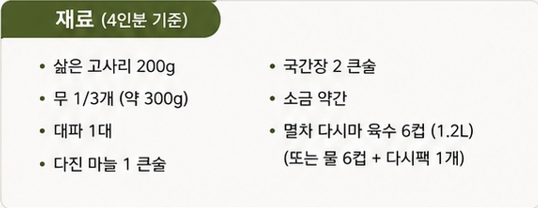 고사리무국재료