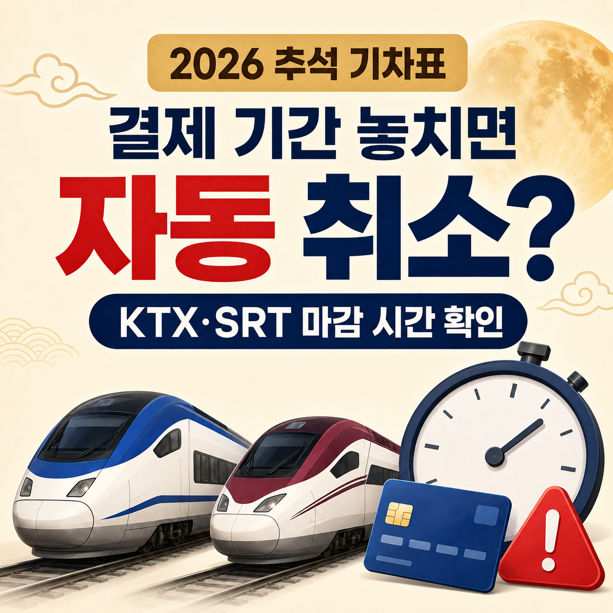 2026 추석 기차표 결제 기간 놓치면 자동 취소? 꼭 확인할 KTX·SRT 마감 시간