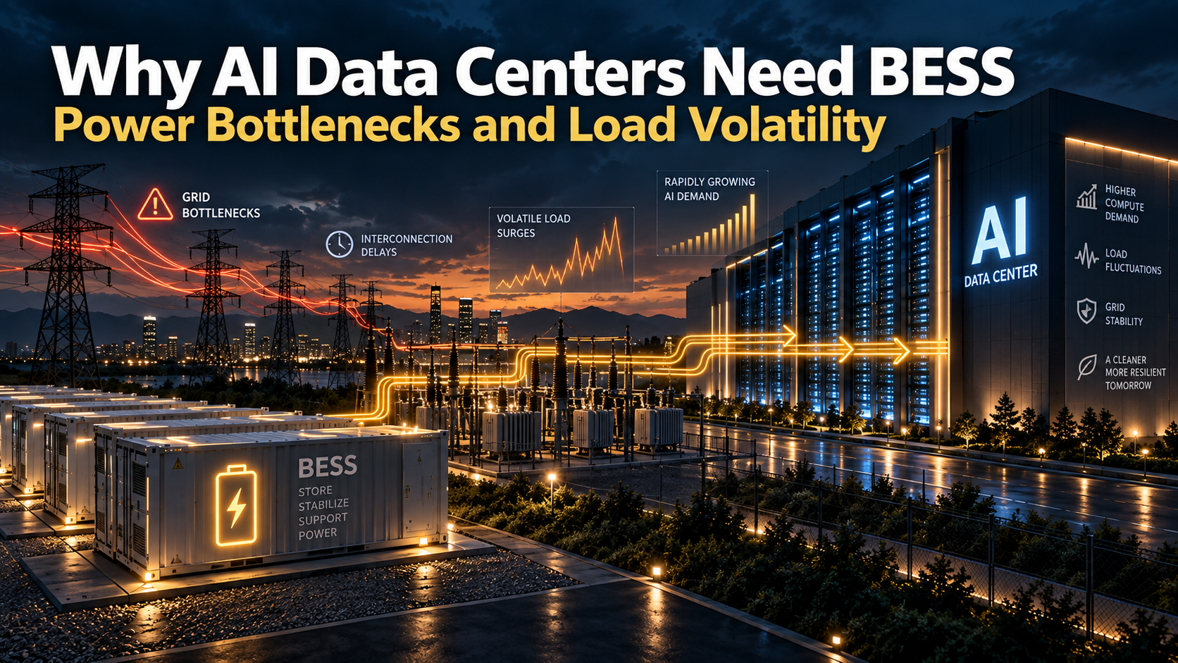 Why AI data centers need BESS for power bottlenecks and load volatility