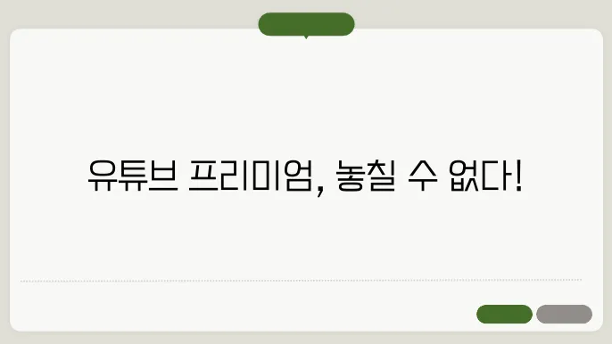 YOUTUBE 프리미엄의 이점