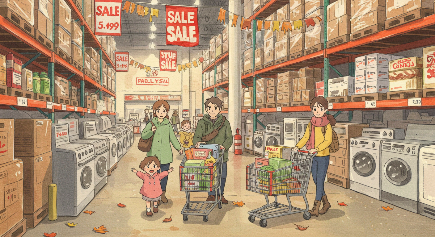 코스트코 매장에서 할인 행사 중 장을 보는 가족의 모습 썸네일