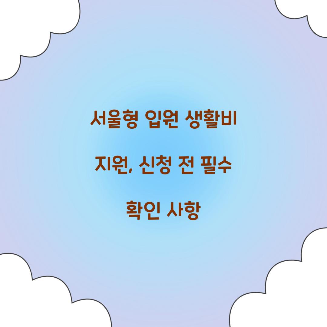 서울형 입원 생활비 지원