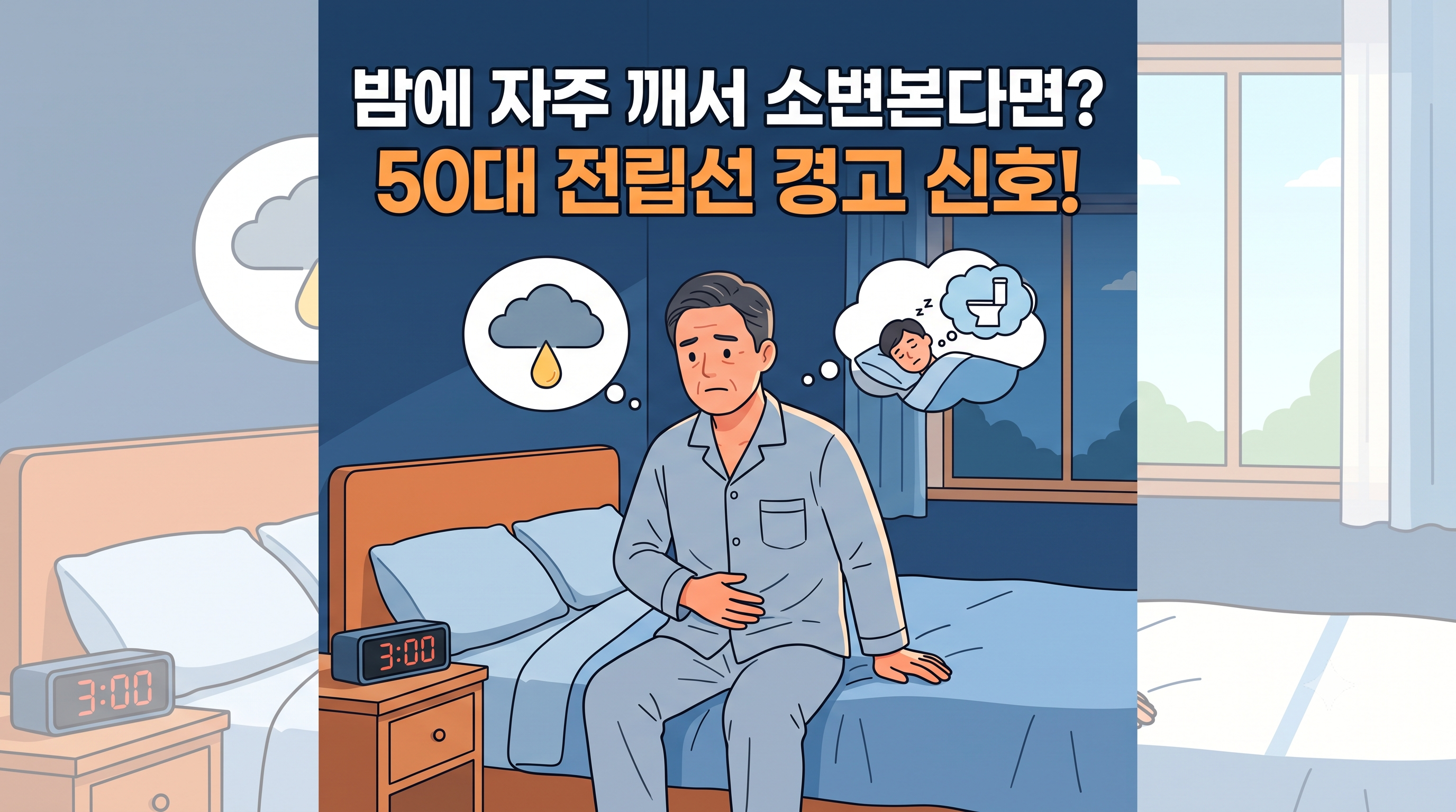 밤에 자주 깨서 소변본다면 50대 전립선 경고 신호