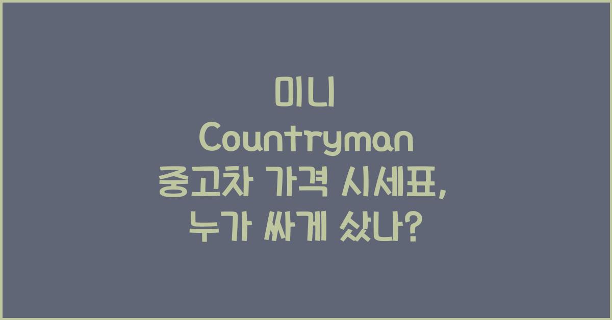 미니 Countryman 중고차 가격 시세표