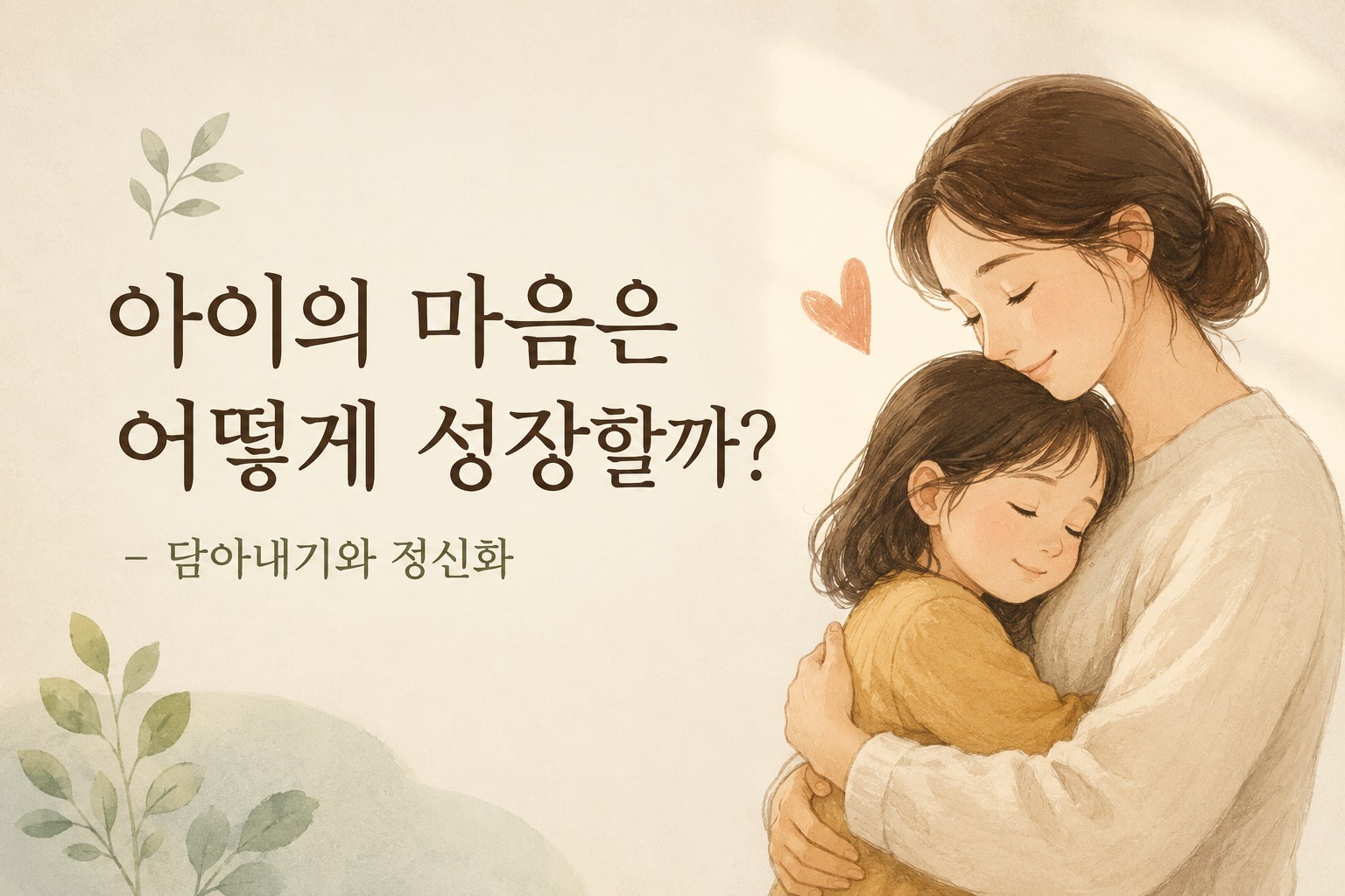 엄마가 아이를 따뜻하게 안아주는 모습으로 담아내기와 정신화를 표현한 심리학 썸네일 이미지