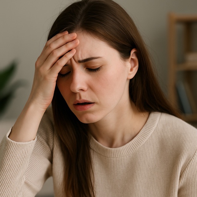 기립성 저혈압 증상으로 아침에 현기증을 느끼는 젊은 여성(출처: 자체제작)