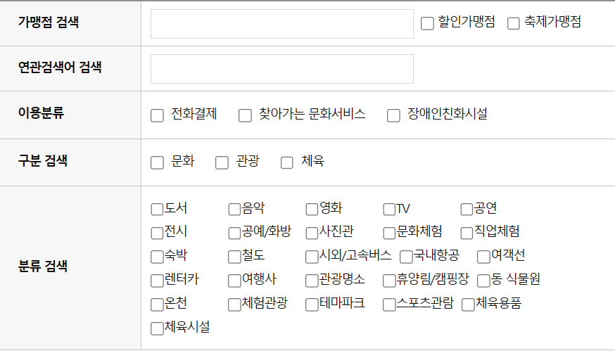 문화누리카드 사용처 조회