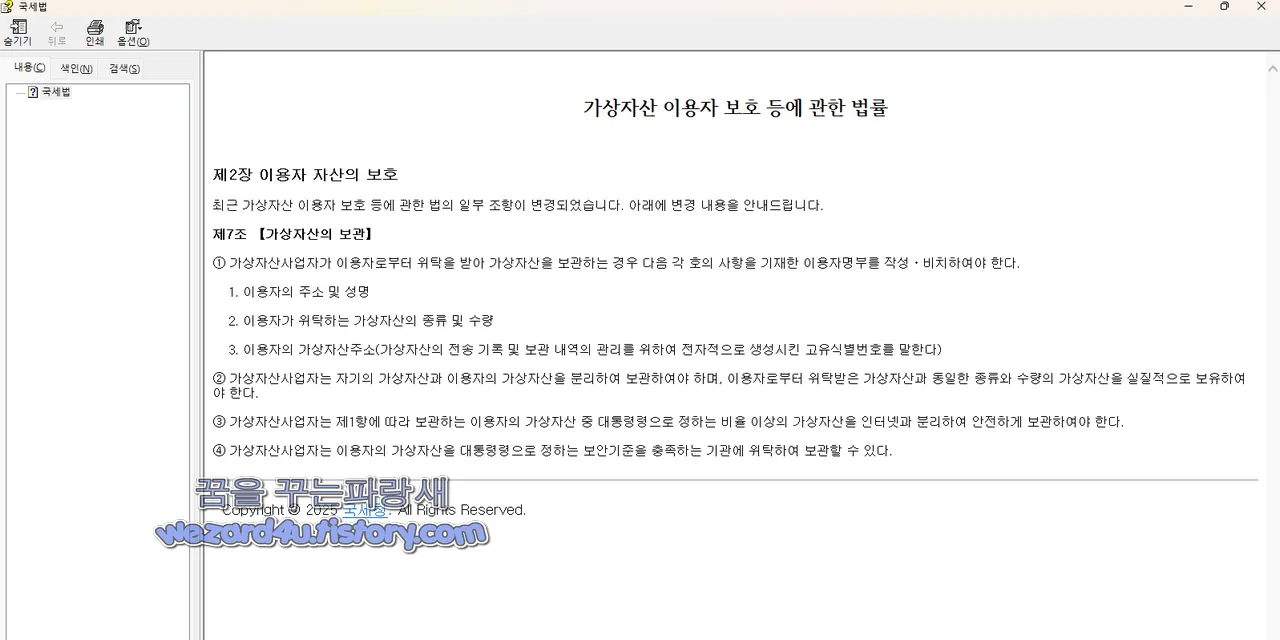 국세법 가상자산 이용자 보호 등에 관한 법률