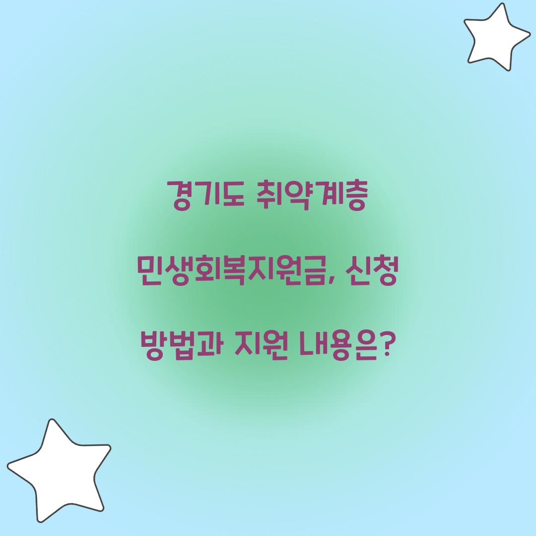 경기도 취약계층 민생회복지원금