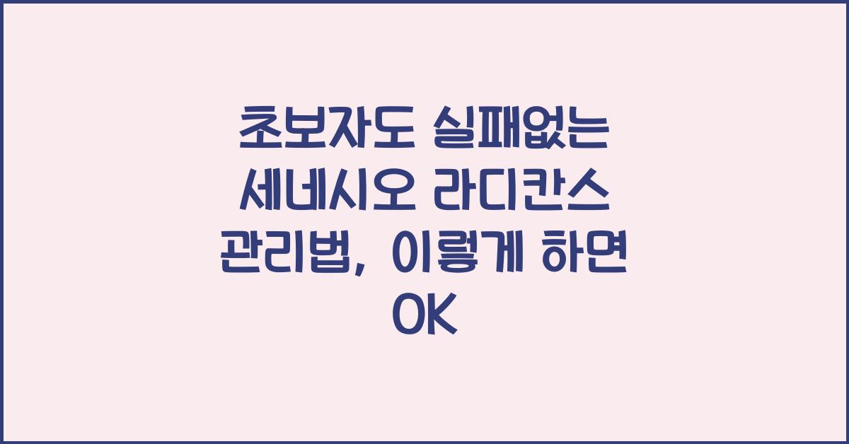 초보자도 실패없는 세네시오 라디칸스 관리법