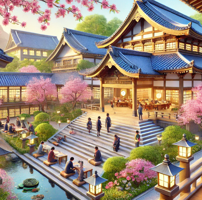 일본 대학 벚꽃 풍경