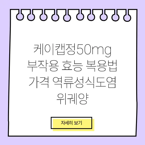 케이캡정50mg 부작용 효능 복용법 가격 역류성식도염 위궤양