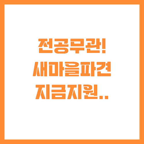 무관 전공 대학생도 지원 가능한 새마..