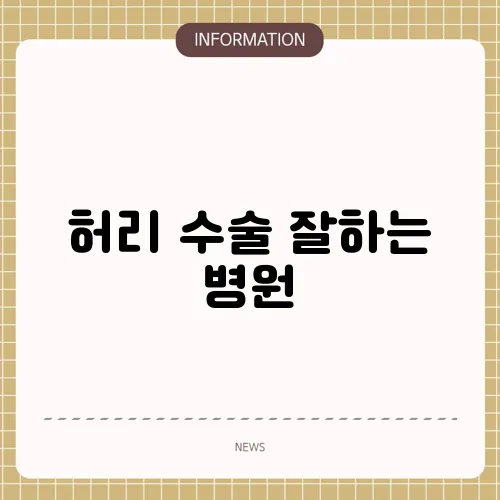 허리 수술 잘하는 병원
