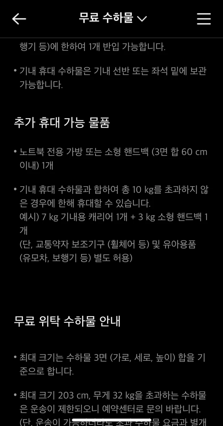 에어부산 국내선 기내 수화물