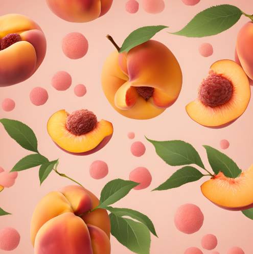 개복숭아와 암세포를 보여주는 이미지. 개복숭아가 암세포를 공격하는 모습을 시각화한 일러스트레이션