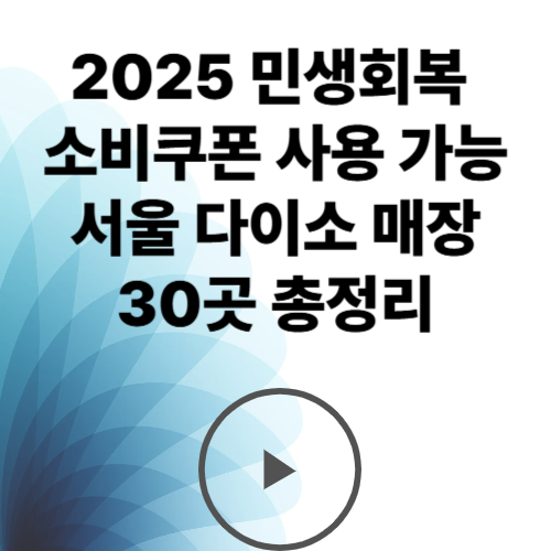 2025 민생회복 소비쿠폰 사용 가능한 서울 다이소 매장 30곳 총정리