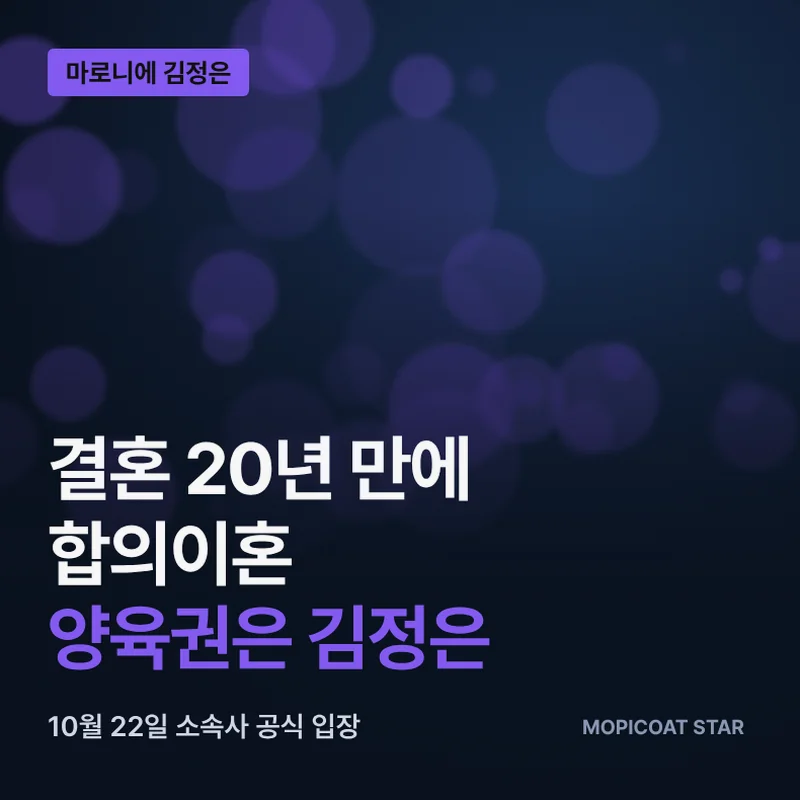 마로니에 김정은 합의이혼 소식 썸네일