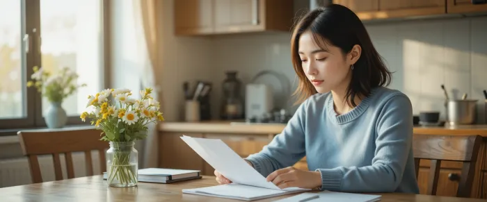 건강검진 서류 준비하는 엄마