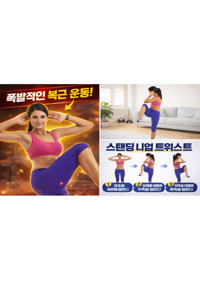 스탠딩 니업 트위스트 하는 방법 서서 하는 복근 운동 (Standing Knee Up Twist)