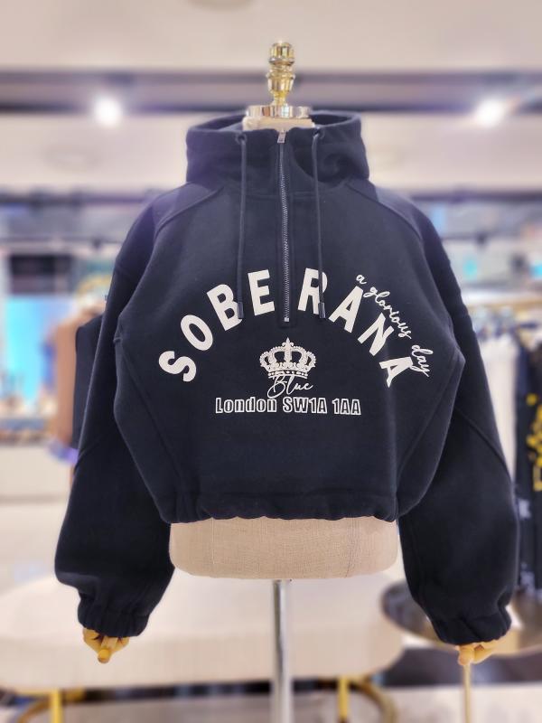 에고이스트 Label 그래픽 포인트 크롭 후드 티셔츠 EN4OTL04