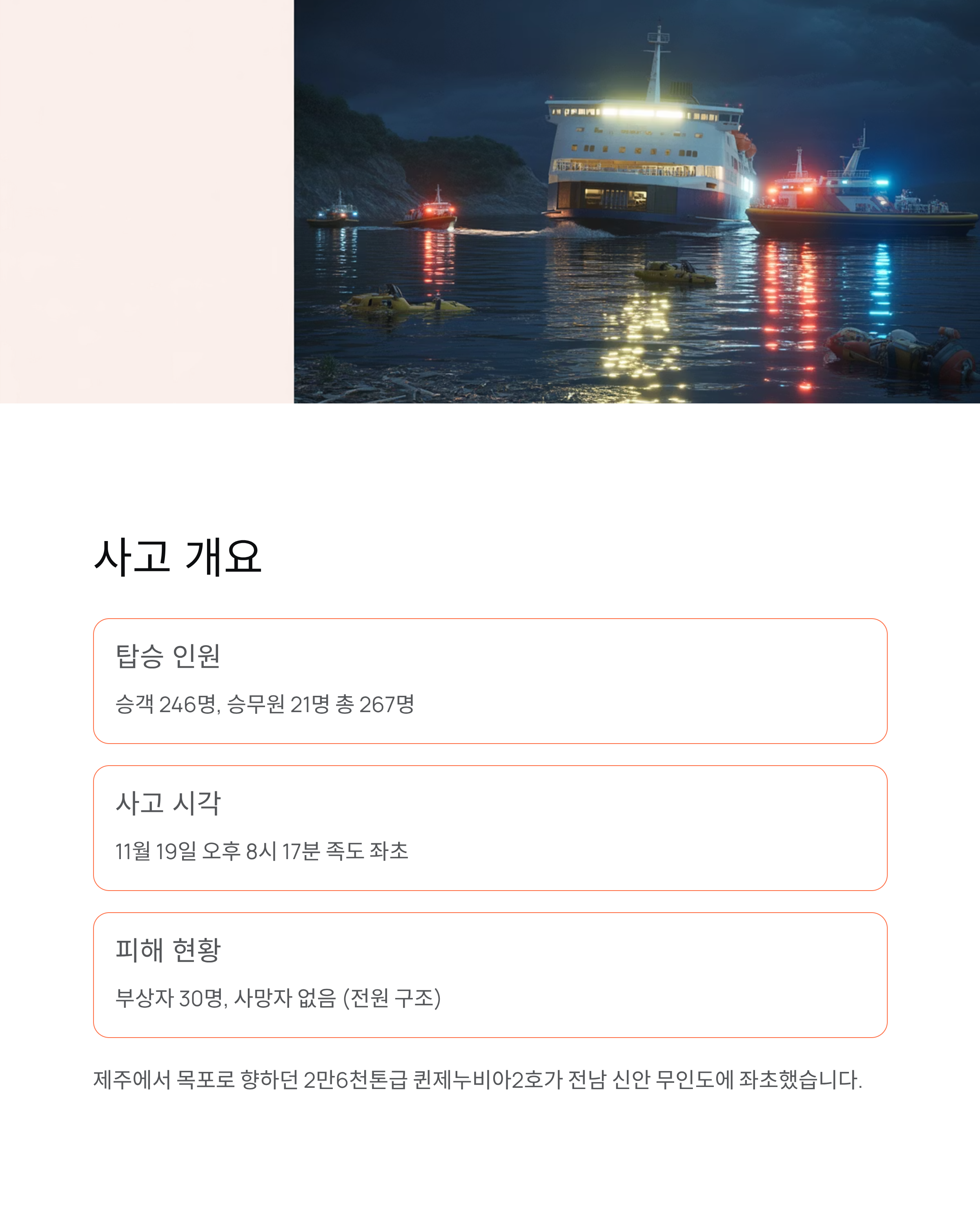 여객선 항로이탈 🚢 퀸제누비아2호 좌초사고, 총체적 인재의 전말