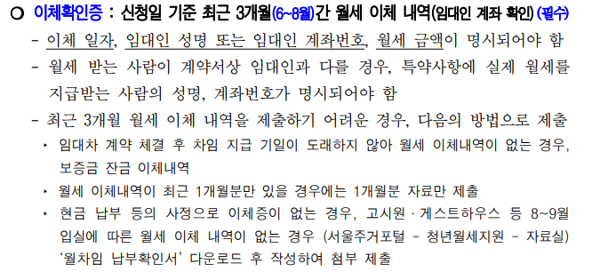 서울 청년 월세 지원 제출서류