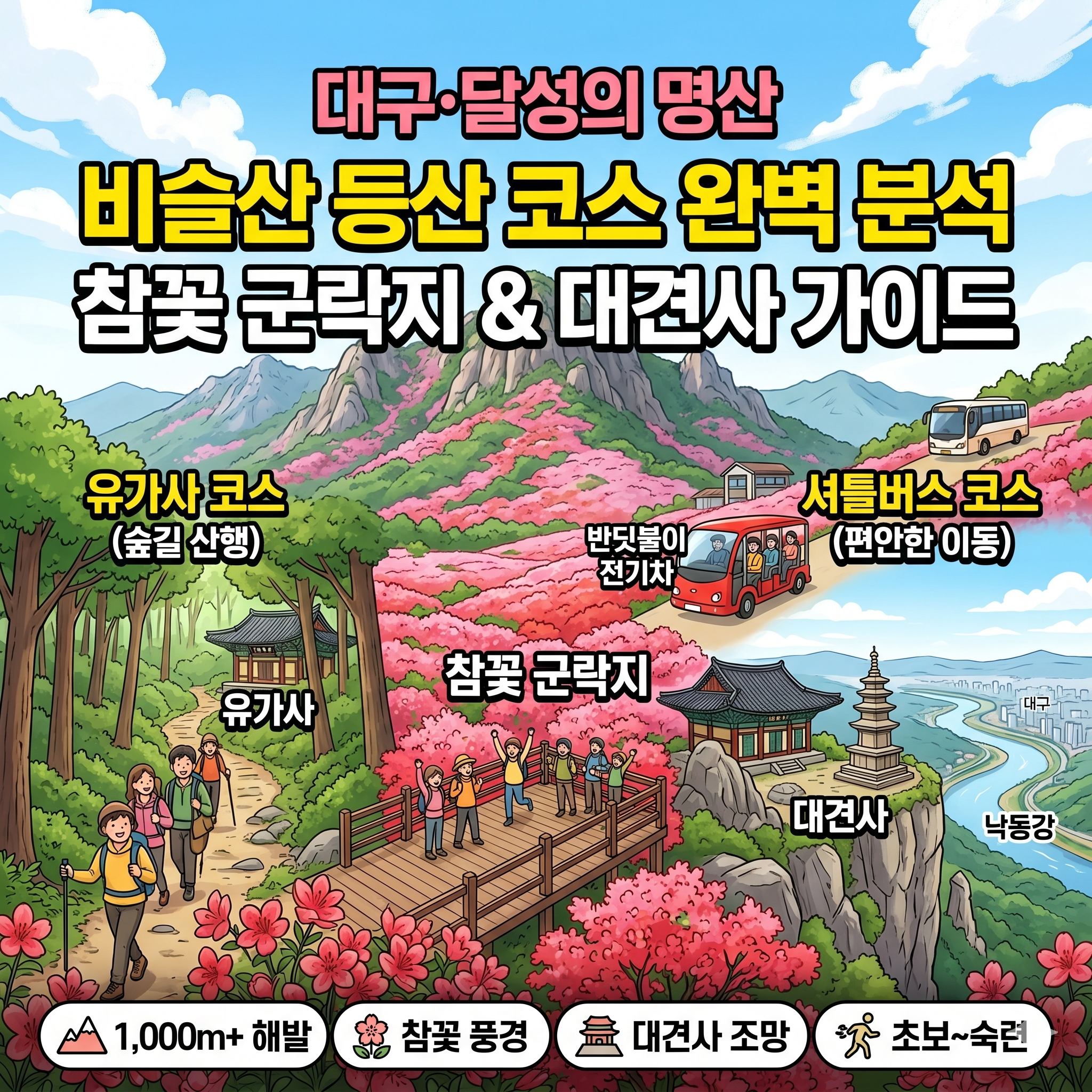 비슬산 등산코스 완벽 가이드: 참꽃 군락지와 천년 고찰의 비경을 걷다