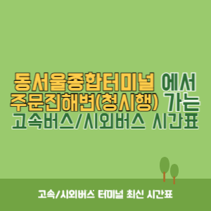 동서울종합터미널에서 주문진해변(청시행) 방향 고속버스_시외버스 시간표 최신정보