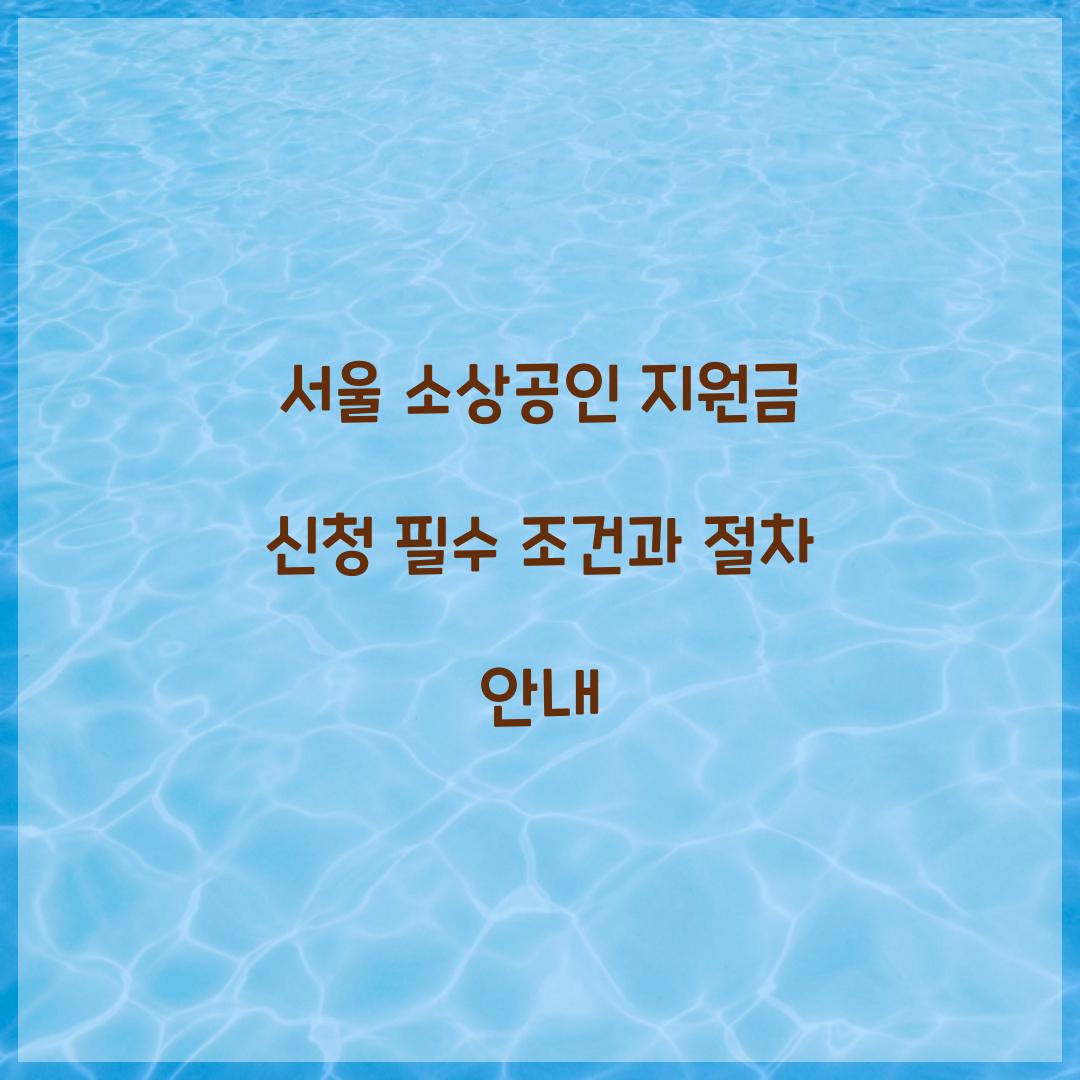 서울 소상공인 지원금