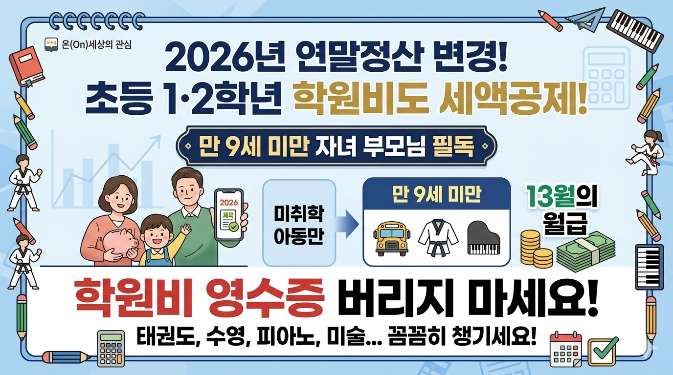 2026년 초등학생 학원비 세액공제 안내 인포그래픽