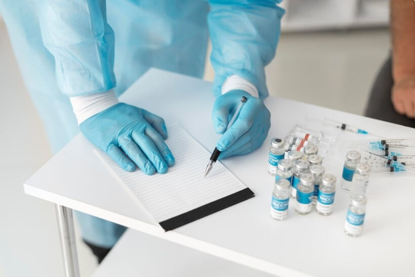 조직 검사하는 모습