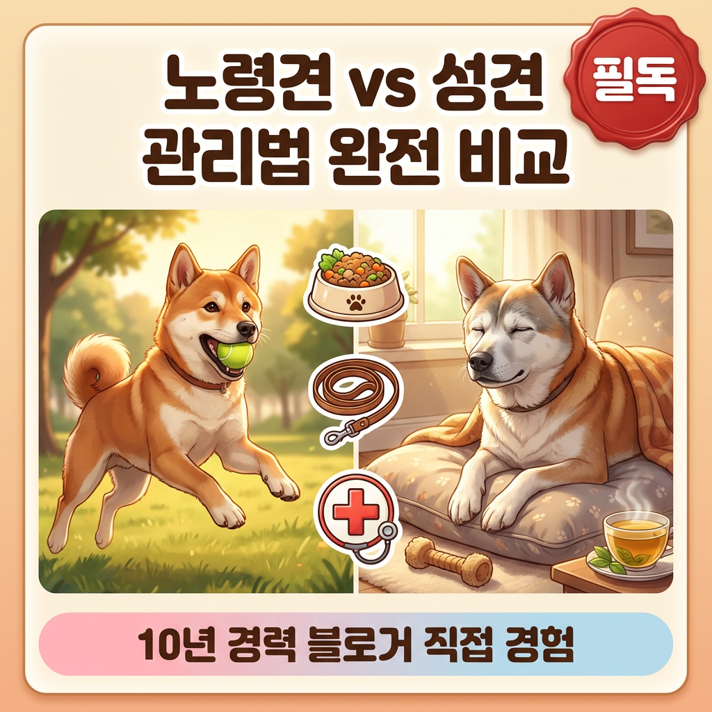 노령견 vs 성견, 나이 들면서 달라지는 밥·산책·병원 관리법 완전 비교