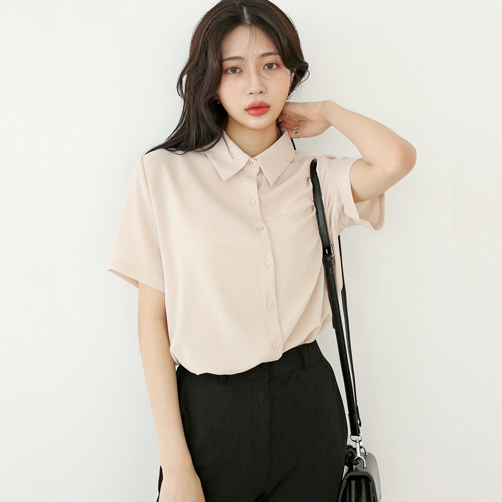여름 반팔 블라우스 링클프리 여성 여자 셔츠 W310