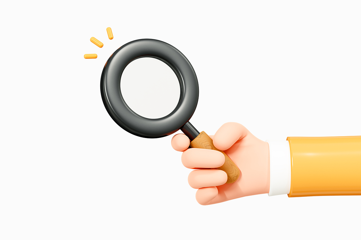 돋보기 들고 있는 손