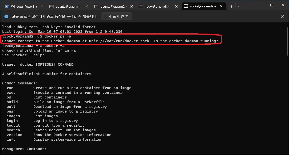 도커 connect 오류 화면
