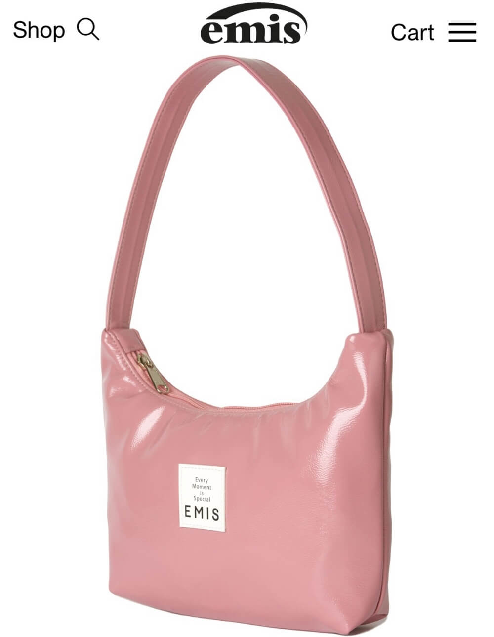 EMIS 이미스 에나멜 호보백 핑크색