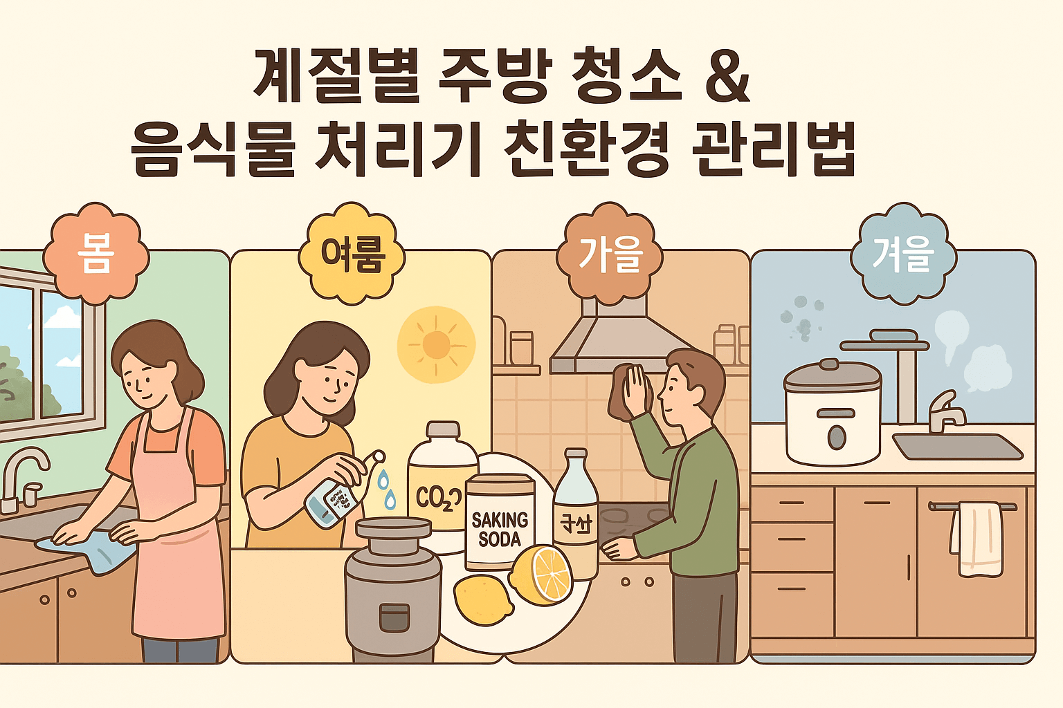 계절별 친환경 주방 청소법! 음식물 처리기까지 깨끗하게 관리하는 꿀팁