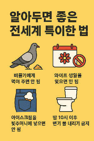 &quot;전 세계에서 실제 존재하는 기묘한 법률 TOP 15 – 몰랐다간 벌금 낼 수도!&quot;