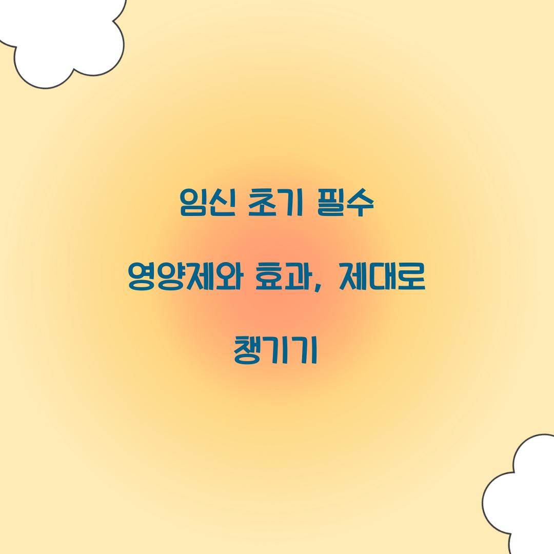 임신 초기 필수 영양제