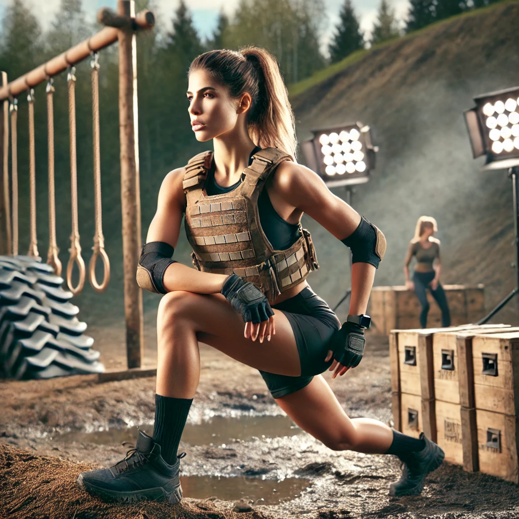 강력한 체력과 끈기를 가진 군사 훈련 도전자 모습