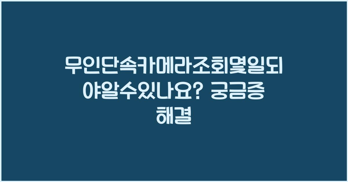 무인단속카메라조회몇일되야알수있나요