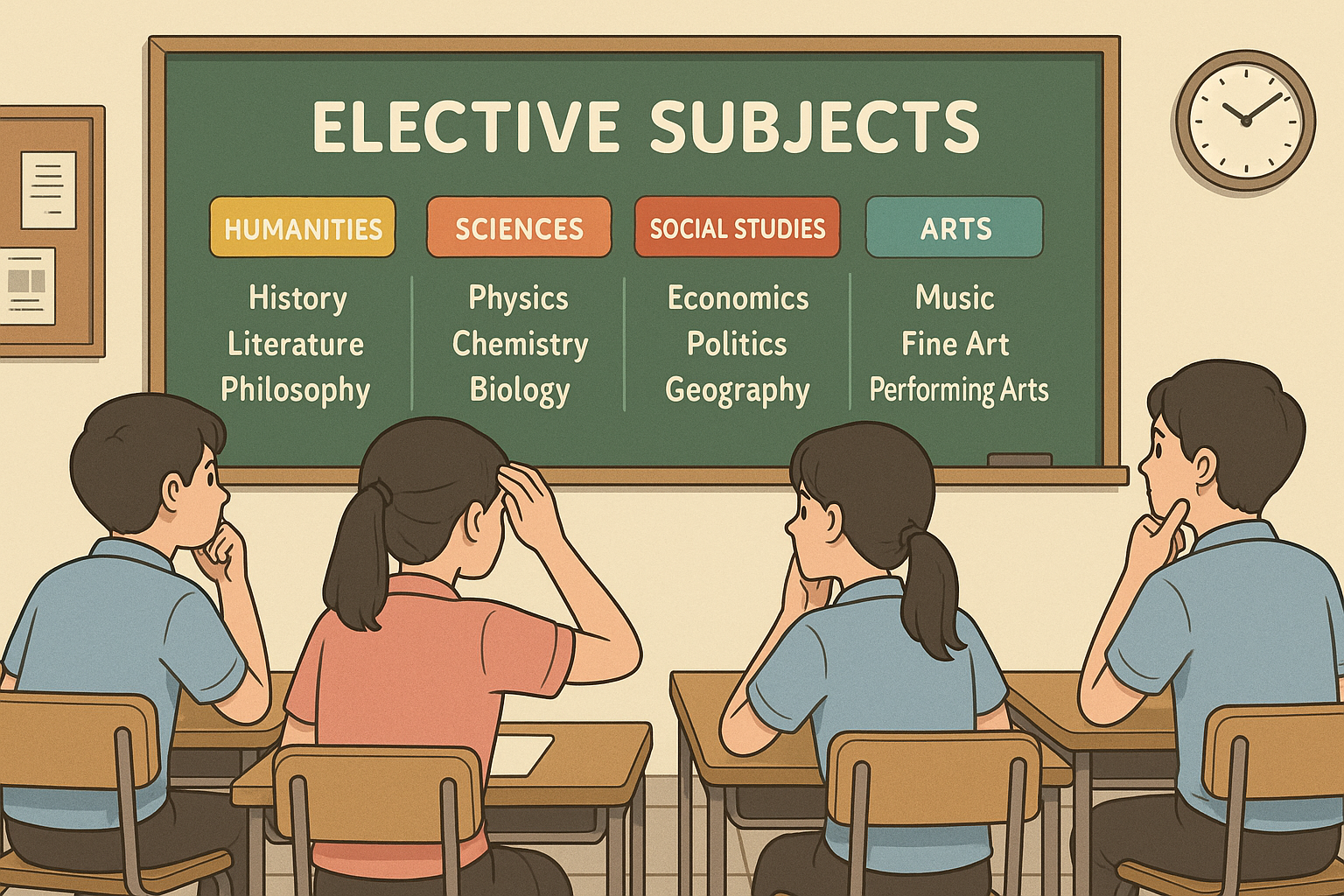 고교학점제 수업 선택 장면 일러스트