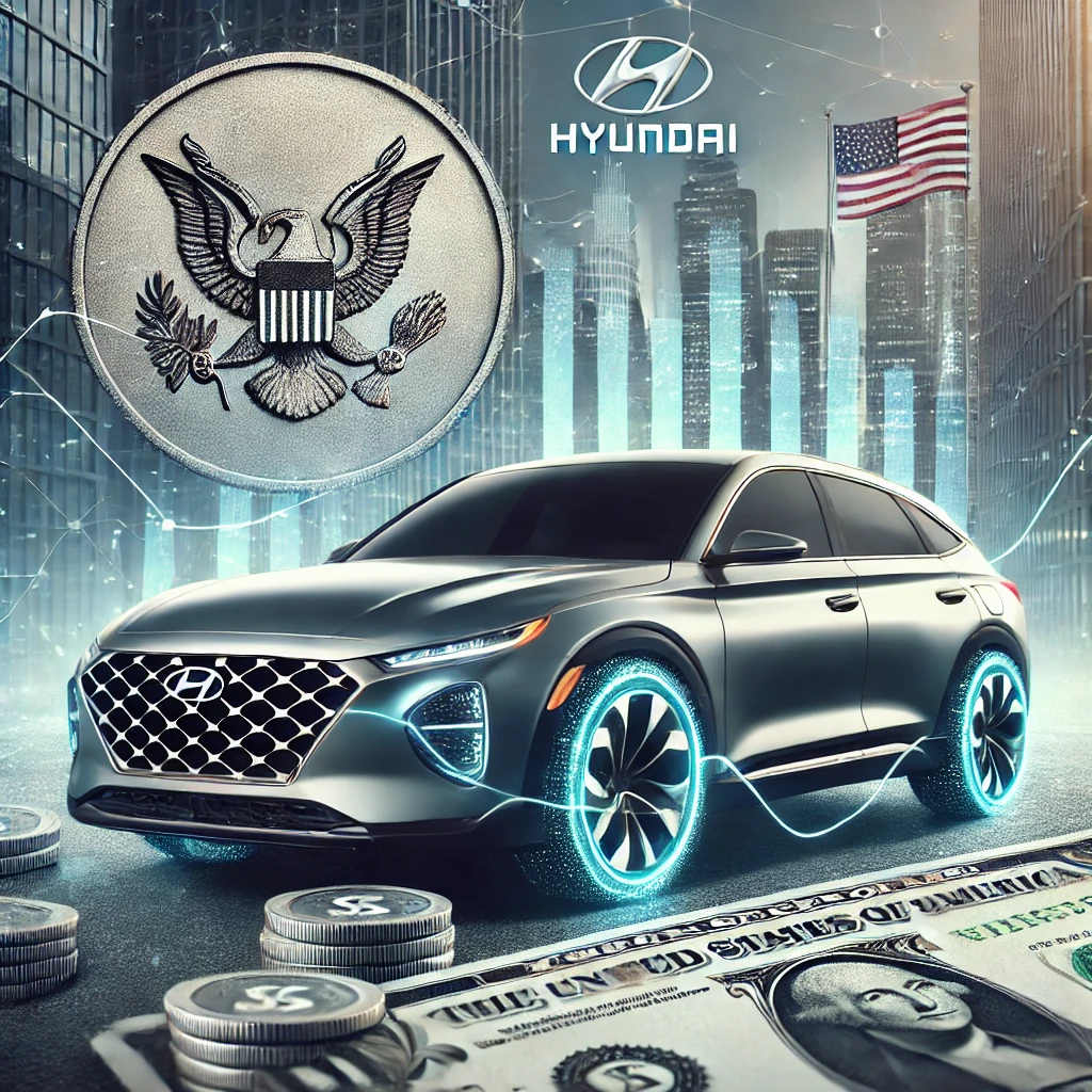 미국 기축통화 달러와 현대자동차가 공존하는 사진