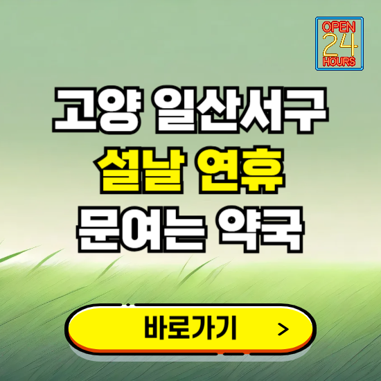 고양시 일산서구 설날 연휴 문여는 약국 ❘ 24시 비상 당직 일요일 밤에 문여는 곳