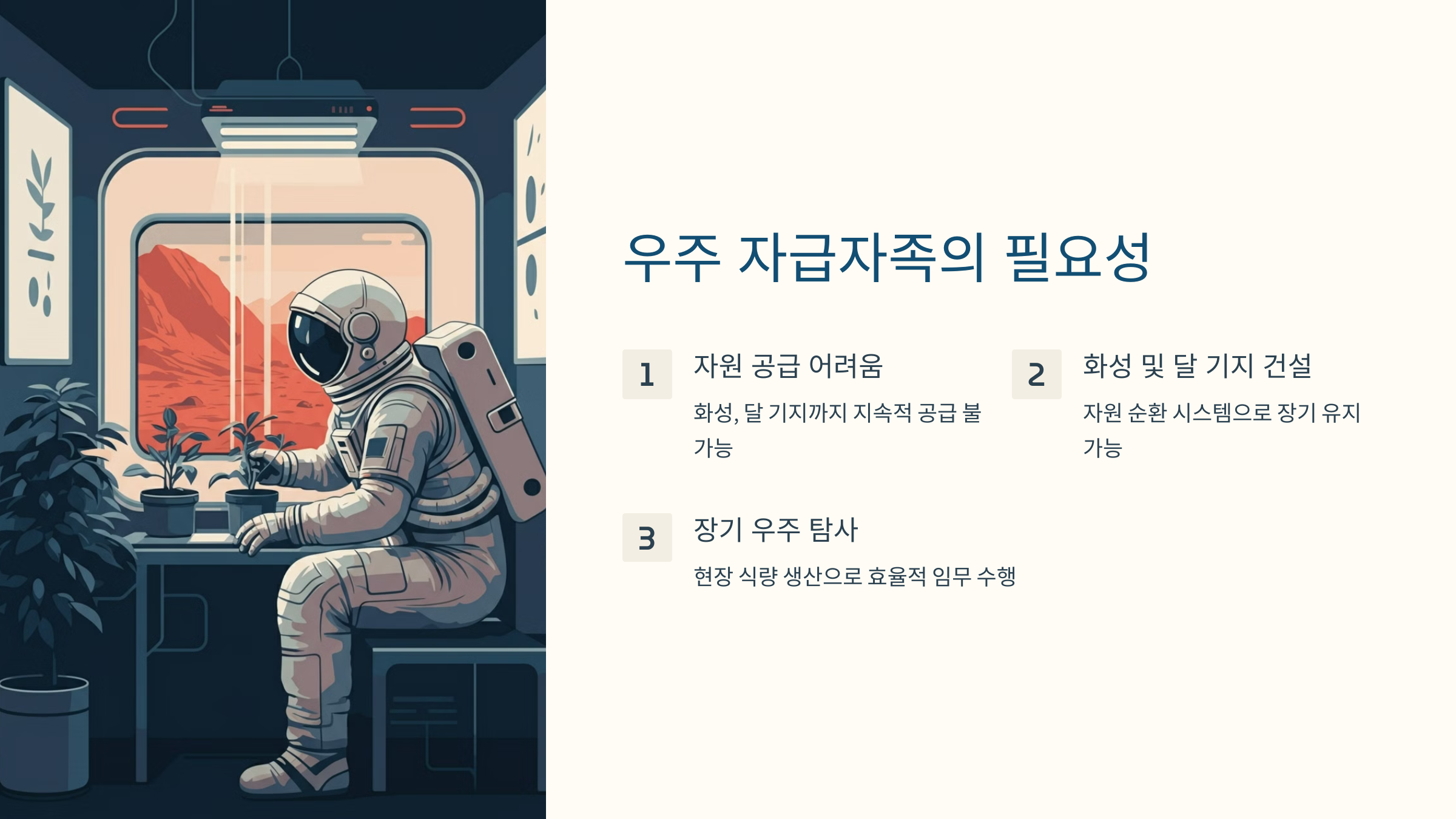 alt=우주 자급자족의 필요성